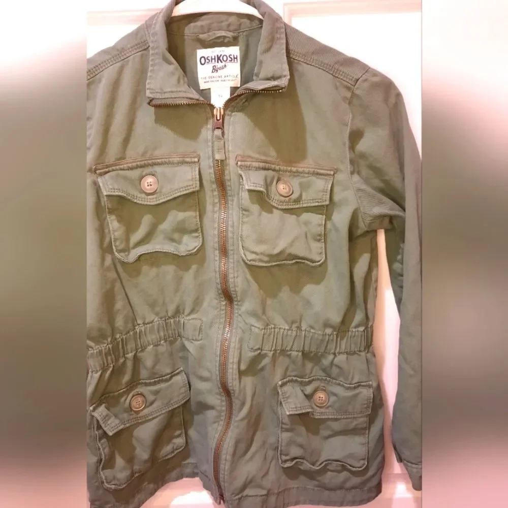 Oshkosh Girls Spring Jacket size 14 Olive Green